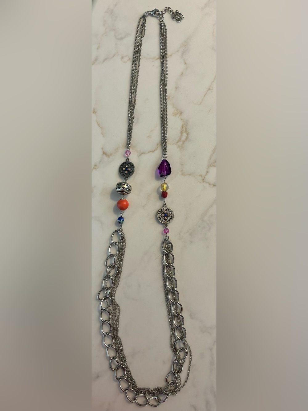 Multicolor Bead & Pendant Long Necklace - Women Jewelry
